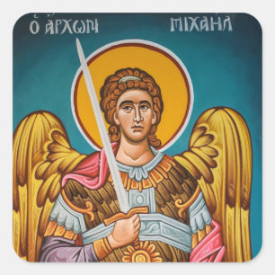 Adesivo Quadrado Ícone Ortodoxo Cristão do Arcanjo Miguel