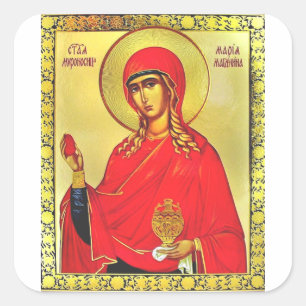 Adesivo Quadrado Ícone ortodoxo da santo Mary Magdalene