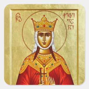 Adesivo Quadrado Ícone Ortodoxo do Santo Excelente Mártico Rainha K
