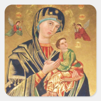 Adesivo Quadrado Ícone ortodoxo russo - Virgem Maria e Jesus bebê