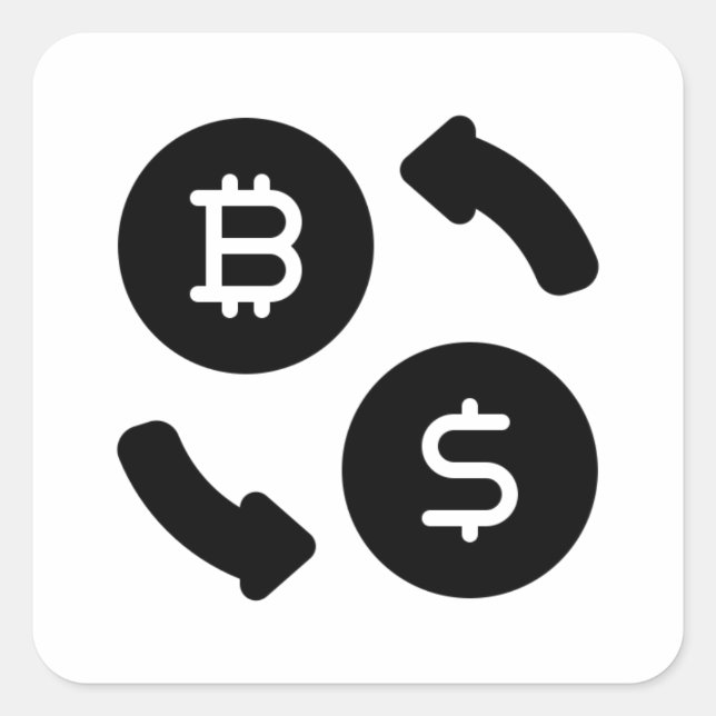 Adesivo Quadrado Ícones de Bitmoeda para Dólares dos EUA (Frente)