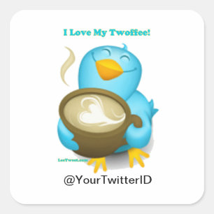 Adesivo Quadrado ID do Twitter Eu Amo Meus Presentes de Twoffee Rou
