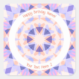 Adesivo Quadrado Idade de Texto Personalizado Rosa Roxo Aniversário