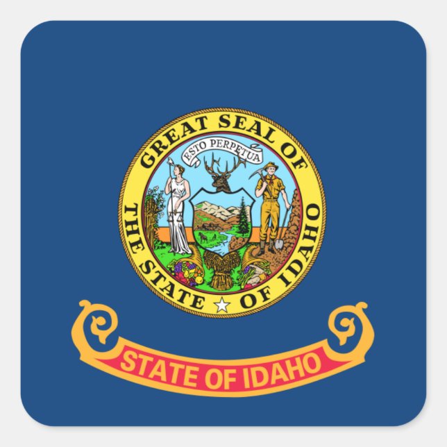 Adesivo Quadrado Idaho Flag: Estado Gem, América Mountain West (Frente)