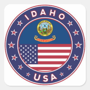 Adesivo Quadrado Idaho, Idaho USA, Idaho sticker