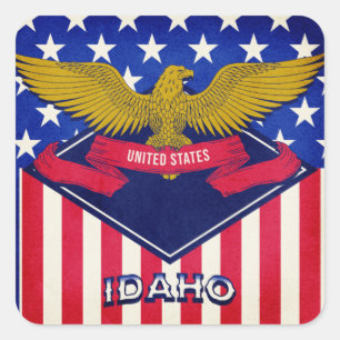 Adesivo Quadrado Idaho USA Flag