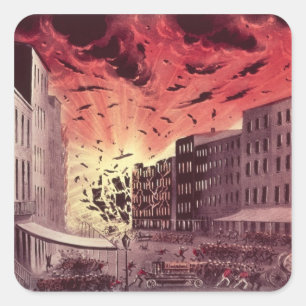 Adesivo Quadrado Ideia da explosão óptimo no grande fogo