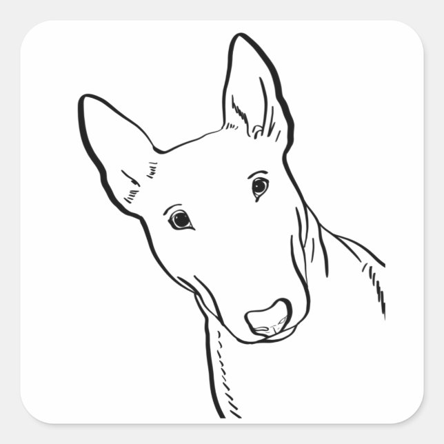 Adesivo Quadrado Ideia de Arte de Linha de Cão Bull Terrier (Frente)