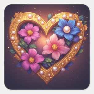 Adesivo Quadrado 💐 Ideia de Presente de Aniversário de Flor de Cor