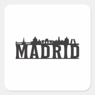 Adesivo Quadrado Ideia de Presente na Cidade de Madrid, Espanha Sky