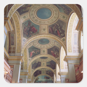 Adesivo Quadrado Ideia do teto coffered da biblioteca com s dourado