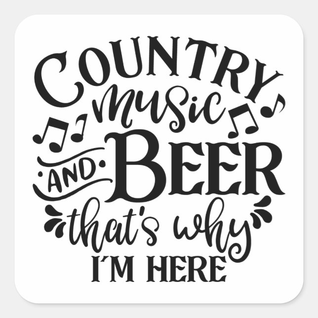 Adesivo Quadrado Ideias De Música Country E Beer Country (Frente)