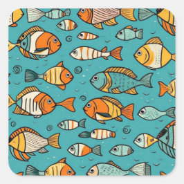 Adesivo Quadrado Ideias de presentes de padrão de peixe
