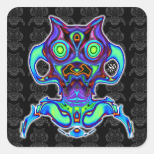Adesivo Quadrado Idiol espacial antigo colorido v1.1