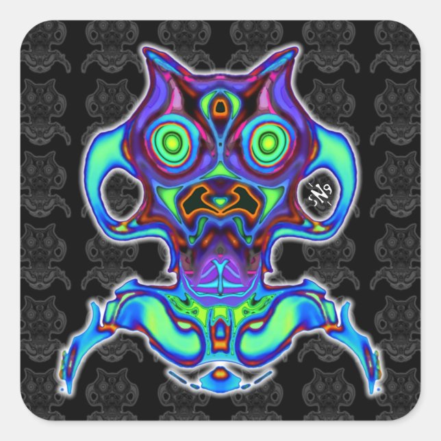 Adesivo Quadrado Idiol espacial antigo colorido v3.1 (Frente)