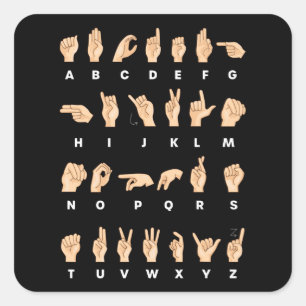 Adesivo Quadrado Idioma de Sinais ASL Alphabet Dift af