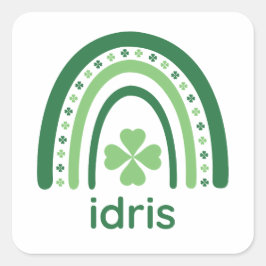 Adesivo Quadrado idris Name Clover Boho Rainbow