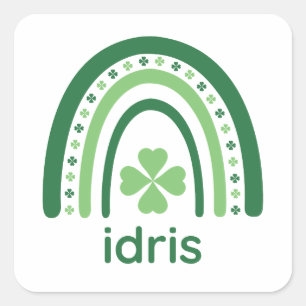 Adesivo Quadrado idris Name Clover Boho Rainbow