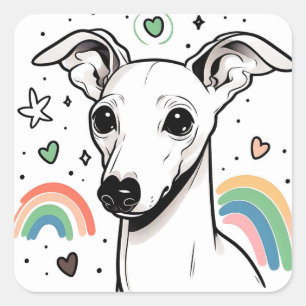 Adesivo Quadrado Iggy - Colos de Porcos Greyhound Italianos