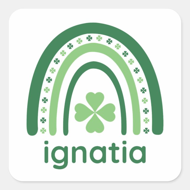 Adesivo Quadrado ignatia Nome Clover Boho Rainbow (Frente)
