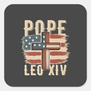 Adesivo Quadrado Igreja Cristã do Papa Leão XIV Bandeira dos EUA
