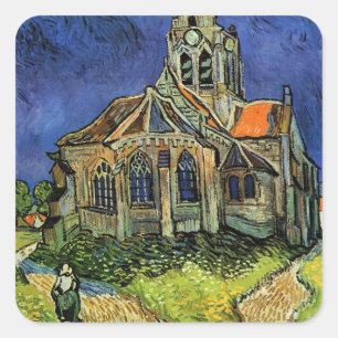 Adesivo Quadrado Igreja em Auvers por Vincent van Gogh
