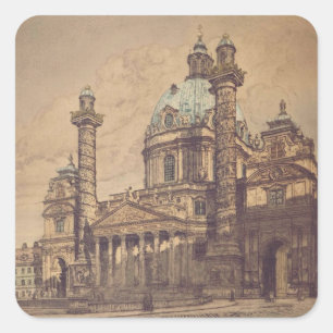 Adesivo Quadrado Igreja Karlskirche em Viena, Áustria