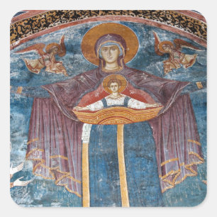 Adesivo Quadrado Igreja Ortodoxa Sérvia e um sítio da UNESCO,