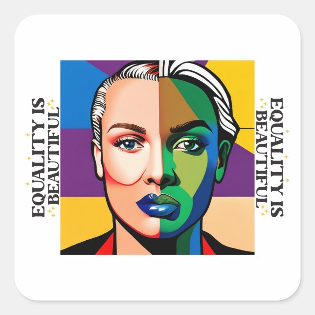Adesivo Quadrado Igualdade é Bonita (Frente)