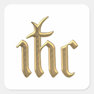 Adesivo Quadrado IHC "3-D" dourado Christogram