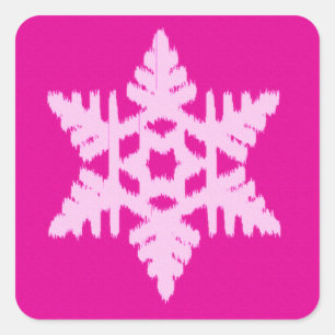 Adesivo Quadrado Ikat Snowflake - Fuchsia e rosa-gelo
