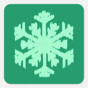 Adesivo Quadrado Ikat Snowflake - Pinheiro e horta verdes