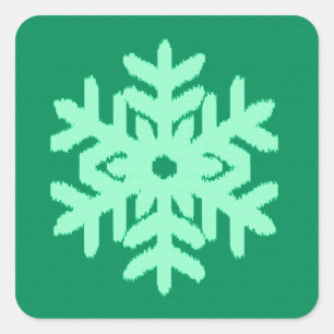 Adesivo Quadrado Ikat Snowflake - Pinheiro e horta verdes