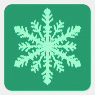 Adesivo Quadrado Ikat Snowflake - Pinheiro e horta verdes