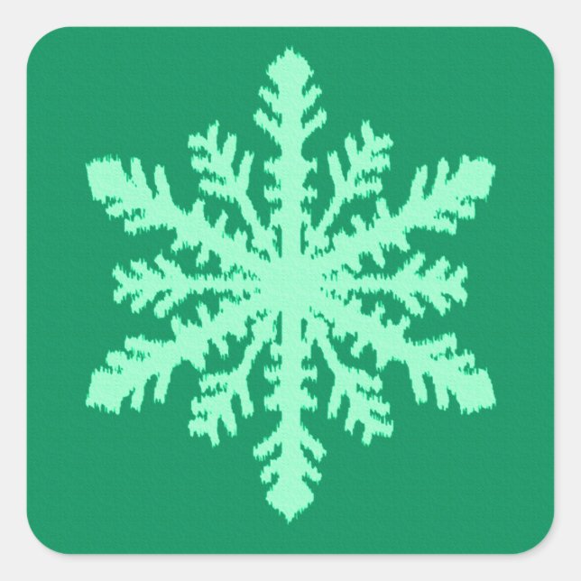 Adesivo Quadrado Ikat Snowflake - Pinheiro e horta verdes (Frente)