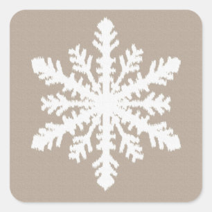 Adesivo Quadrado Ikat Snowflake - Taupe tan branco