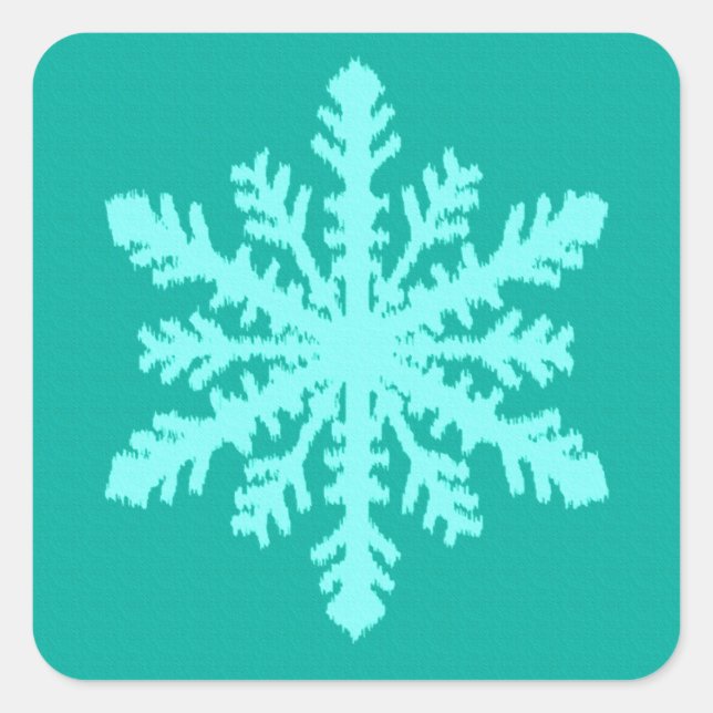 Adesivo Quadrado Ikat Snowflake - Turquesa e aqua (Frente)