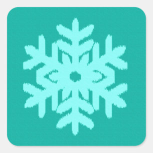 Adesivo Quadrado Ikat Snowflake - Turquesa e aqua