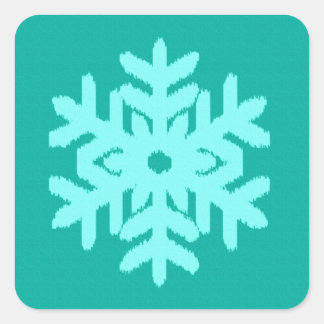 Adesivo Quadrado Ikat Snowflake - Turquesa e aqua
