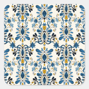 Adesivo Quadrado Ikat tie-dye, tribal watercolor