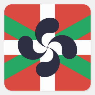 Adesivo Quadrado Ikurrina com símbolo Lauburu