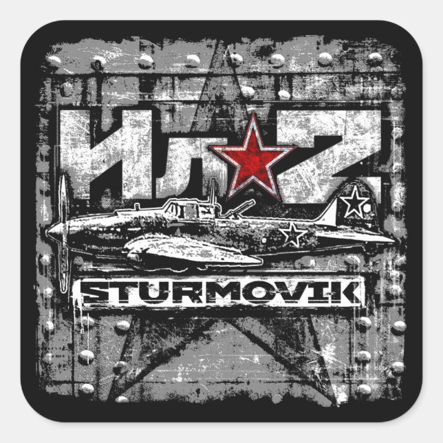 Adesivo Quadrado Il-2 Aeronaves de ataque terrestre soviéticas (Frente)