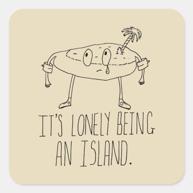 Adesivo Quadrado Ilha Cartoon (Frente)