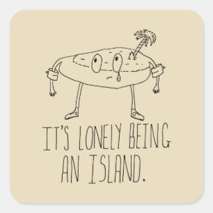 Adesivo Quadrado Ilha Cartoon