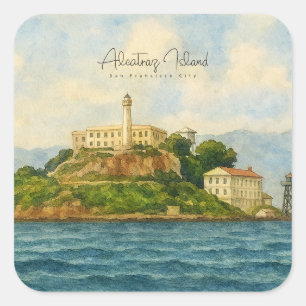 Adesivo Quadrado Ilha de Alcatraz – Marco Turístico de São Francisc