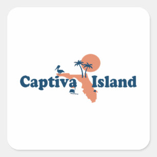 Adesivo Quadrado Ilha de Captiva - projeto do mapa