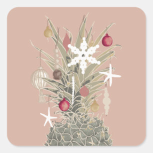 Adesivo Quadrado Ilha Pine, Natal do Estilo Havaiano