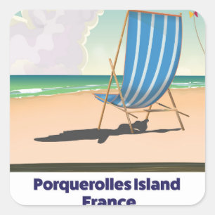 Adesivo Quadrado Ilha Porquerolles França poster de viagem