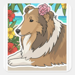 Adesivo Quadrado Ilha Sheltie