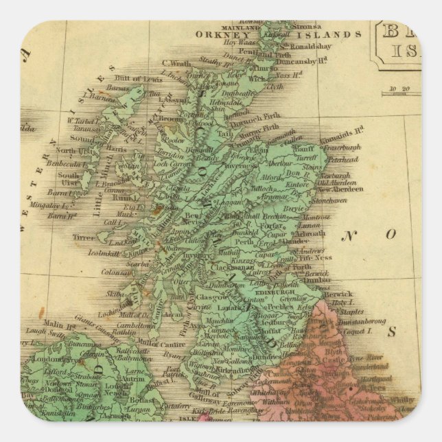 Adesivo Quadrado Ilhas Britânicas 4 (Frente)